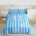 thumbnail image 2 of jejeloiu Blue White Bowtie Full Size Comforter Sets,Kawaii Bowknot Bow Bedding Sets For Girls Teens Reversible 3-Piece, 2 of 8
