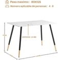 thumbnail image 3 of Mesa de Comedor Marble para 4 a 6 Personas 110CM Mesa de Cocina Rectangular con Patas de Dorado,Moderno FurnitureR MESA DE COMEDOR MODERNO, 3 of 8
