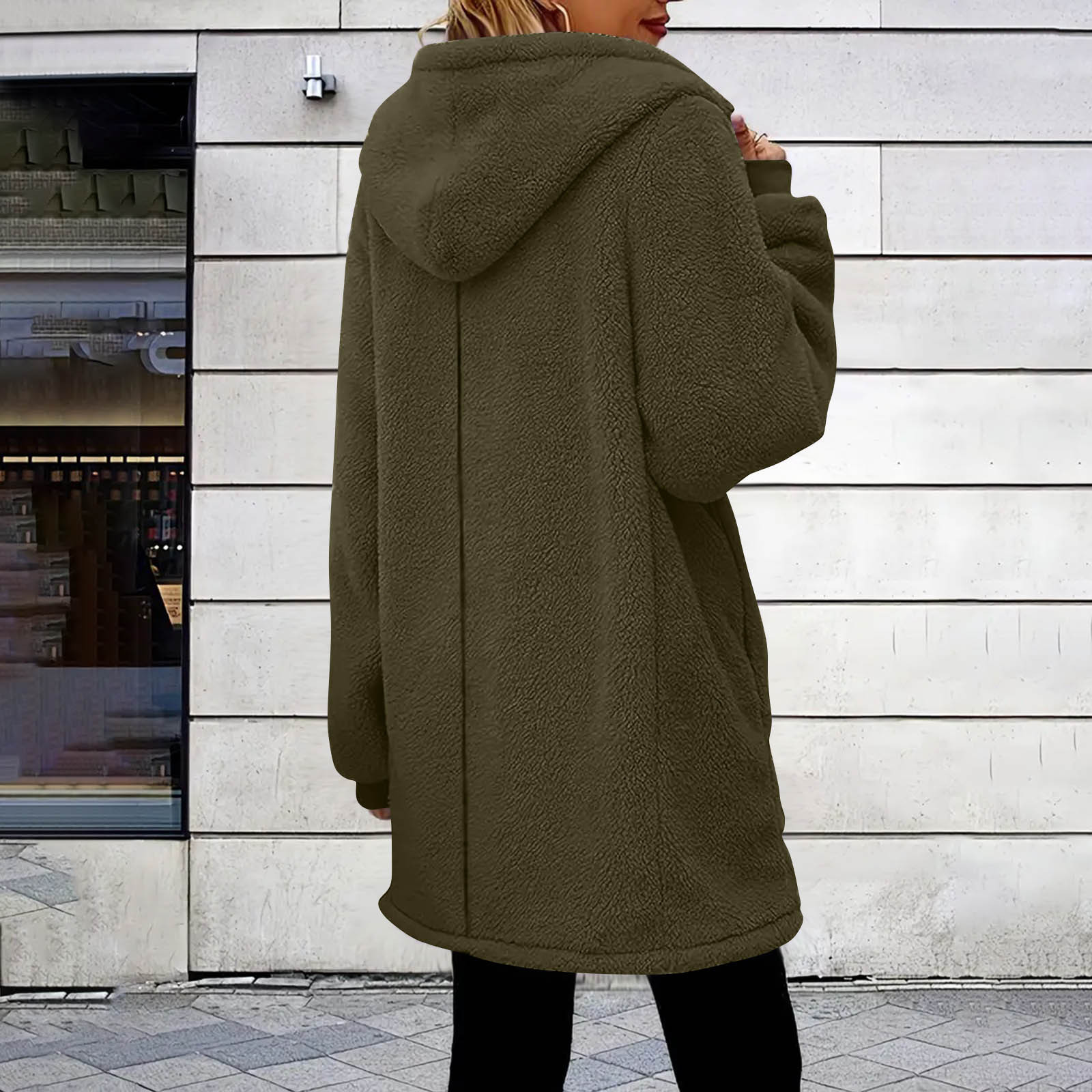 Patlollav Women's Coats plus size Daily Fleece Warm Long Sleeve Zipper Long Sleeve Knee Length Hoodies Tops