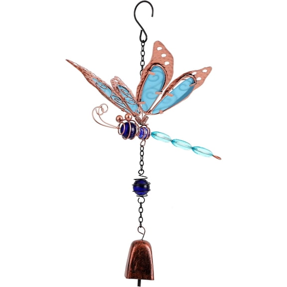 ABPETE Dragonfly Wind Chimes, Garden Glass Bell Glow Wind Chimes for Home, Party, Festival Decor, Garden Decoration Indoor/Outdoor,Lifelike Dragonfly Deep Tone Style