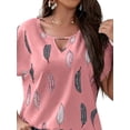 thumbnail image 2 of Gvmfive Womens Plus Size Short Sleeve Printed Round Neck Tops Blouse, 2 of 4