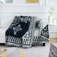 thumbnail image 5 of Colorful Boho Throw Blanket for Couch, Cotton Linen Jacquard Reversible White and Navy Double-Sided Woven Aztec Bed Couch Throws Soft Oversized Chair Sofa Cover with Tassel, 5 of 7