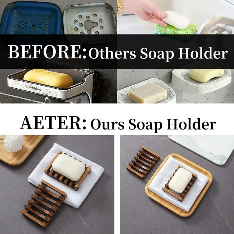 Wooden Soap Dish for Shower,Set of 3 Shower Soap Holder,Self Draining Bar Soap Holder for Bathroom, Soap Saver Soap Tray Soap Stand for Homemade Soap