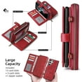 thumbnail image 3 of for Samsung Galaxy S22 Ultra Wallet Case, Multi-Function Wallet Case, Detachable 3 in 1 Magnetic S22 Ultra Case Wallet, Flip Strap Zipper Card Holder Phone Case with Shoulder Straps (Red), 3 of 8