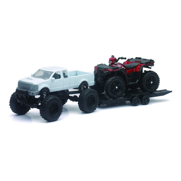New Ray 4x4 Lifted Pickup Truck with Polaris Sportsman XP1000 ATV Diecast Set