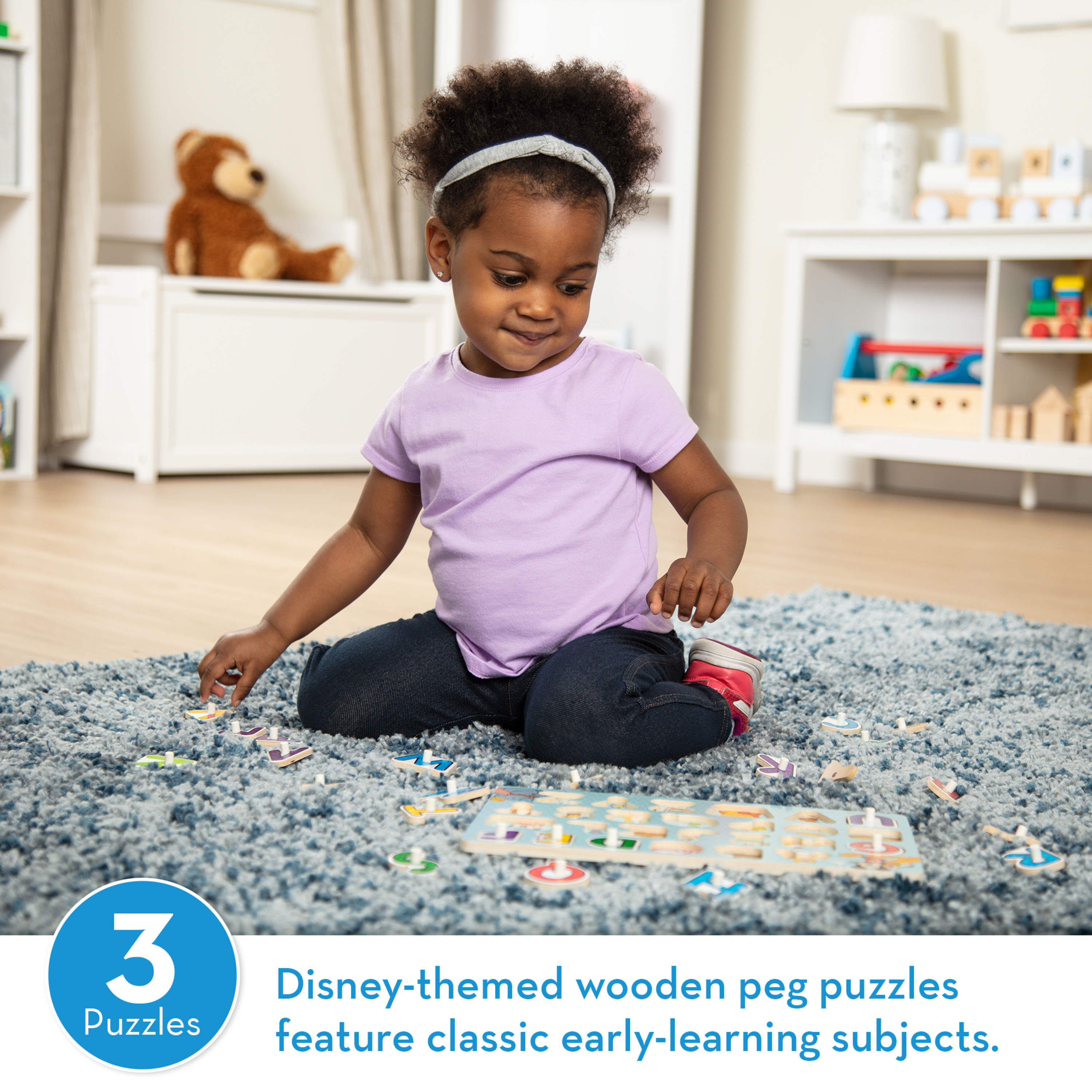 Melissa & Doug Disney Wooden Peg Puzzles Set: Letters, Numbers, and Shapes and Colors - image 2 of 9