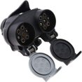 thumbnail image 1 of Enchufe para remolque de 13 a 7 pines, 12n, 12s, convertidor adaptador doble, enchufe europeo para coche, remolque, camión, barra de remolque, 12V, resistente al agua, negro, 1 of 3