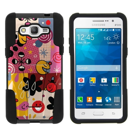 Samsung Galaxy Grand Prime G530 STRIKE IMPACT Dual Layer Shock Absorbing Case with Built-In Kickstand - Happy Faces