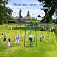 thumbnail image 6 of 6in1 Swing Set for Outside, Heavy Duty A-Frame Metal Swing Set with Glider, Basketball Hoop, Climbing Frame, Climbing Net, Hammock Swing and Belt Swing, Backyard Playground Set for Kids Age 3-12, 6 of 7