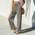 thumbnail image 5 of Ozmmyan Plus Size Womens Wide Leg Pants High Waist Drawstring Loose Fit Casual Trousers with Large Patch Pockets Elastic Waistband Palazzo Pants for Daily Wear, 5 of 6