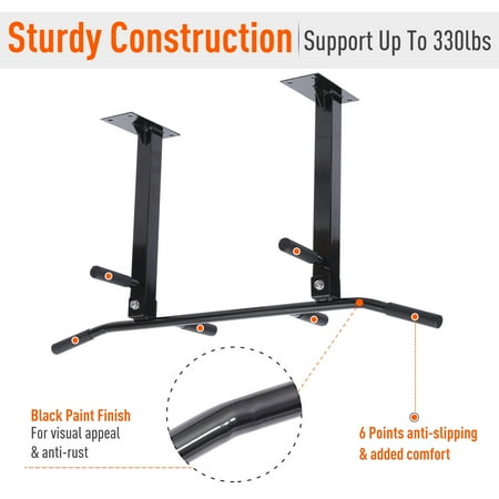 Ceiling Wall Mounted Pull Up Bar Home Gym Chin Up Bar Black