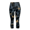 thumbnail image 5 of SCRAWLGOD Leopard Print Blue Black Women's Capris Yoga Leggings with 2 Pockets Non See Through Yoga Athletic Workout Cropped Tights Squat Proof Soft Yoga Pants for Exercise, XXL, 5 of 7