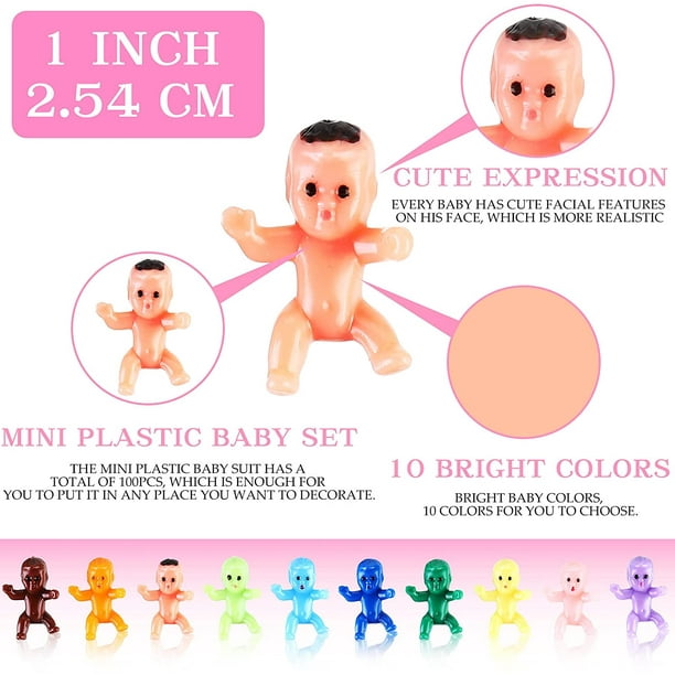 100Pcs Little Mini Babies Decor Cake Plastic Dolls Tiny Baby Figurines  Small Statues Baby Party Favor
