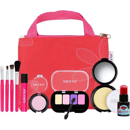 Click N  Play Pretend Play Cosmetic and Makeup Set with Pink Tote Bag