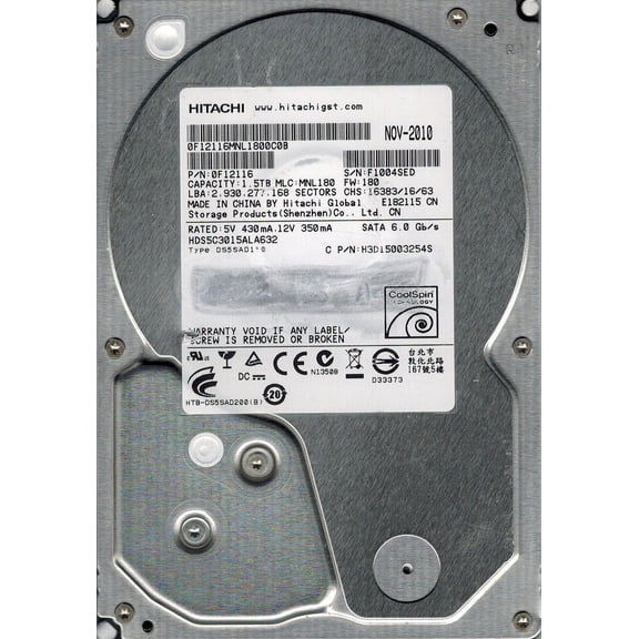 Hitachi HDS5C3015ALA632 P/N: 0F12116 MLC: MNL180 1.5TB