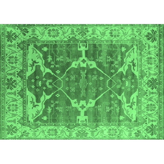 Ahgly Company Indoor Rectangle Oriental Emerald Green Industrial Area Rugs, 4' x 6'