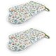 thumbnail image 2 of Guantes de horno extremadamente resistentes al calor, antideslizantes, motivos florales, almohadillas aislantes para horno, para asar, barbacoa, hornear, cocinar, 1 par, 2 of 6