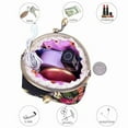 thumbnail image 2 of Coin Pouch Canvas Card Purse Clasp Closure Classic Rose Pattern Keys Wallet Gift Round, 2 of 7