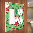 thumbnail image 3 of WIRESTER Double 1-Gang Decorator Light & 1-Gang Duplex Outlet Wall Plate/Switch Plate Cover, Light Green Happy Santa Christmas Pattern, 3 of 6