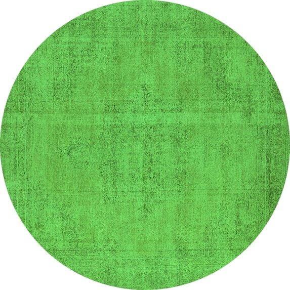 Ahgly Company Indoor Round Oriental Green Industrial Area Rugs, 4' Round