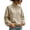 Khaki, variant on Women Quarter Zip Sweatshirt Sevevn Quarter Zip Stand Collar Relaxed Fit Fleece Fabric Kangaroo Pocket Drawstring Hem Lantern Long Sleeve For Daily Wear