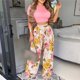 thumbnail image 2 of Traje de cintura con estampado floral de verano para mujer Traje casual de dos piezas a la moda Wmkox8yi bvn764, 2 of 9