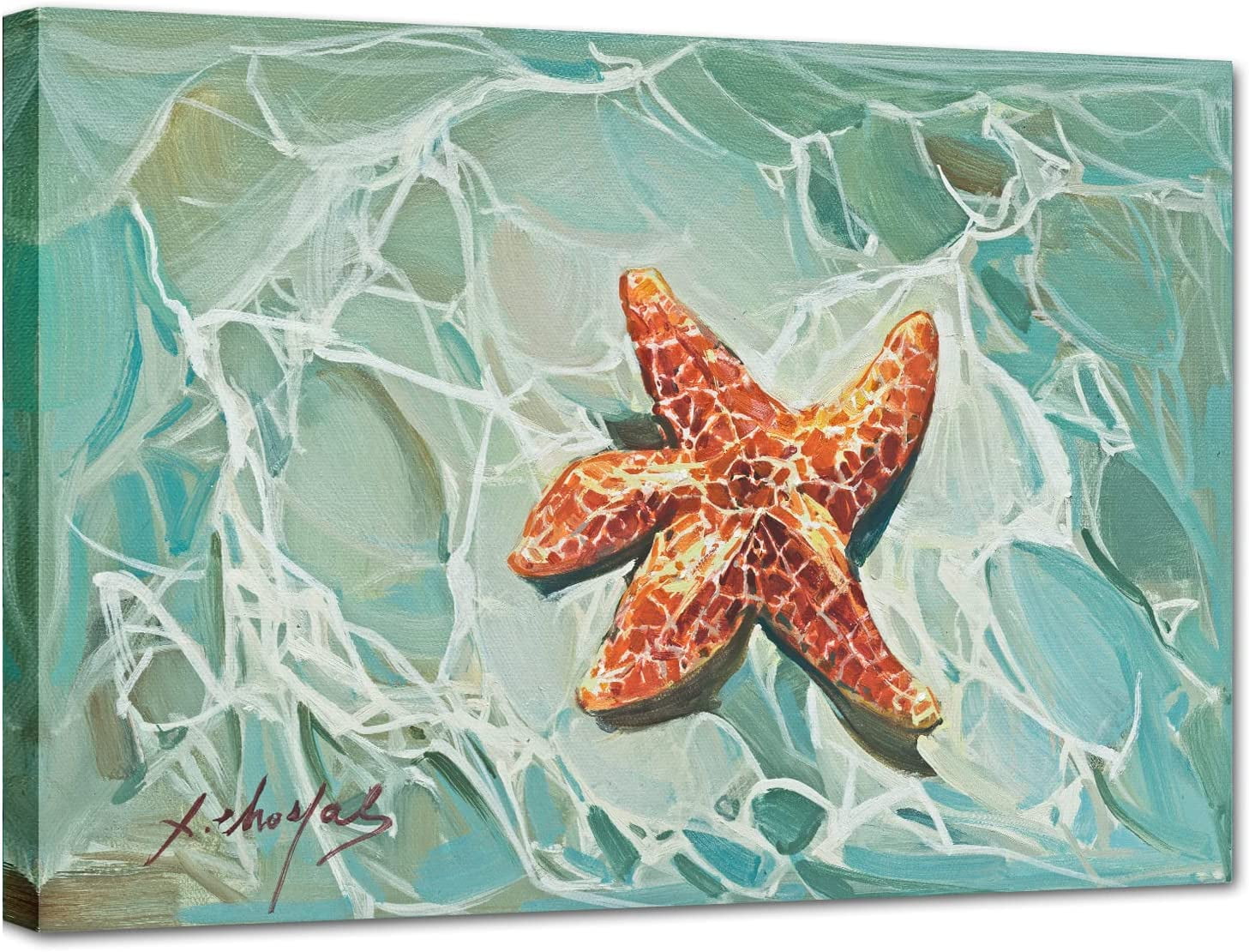 Ocean Theme Decor Starfish Canvas Wall Art Bathroom Nautical Artwork