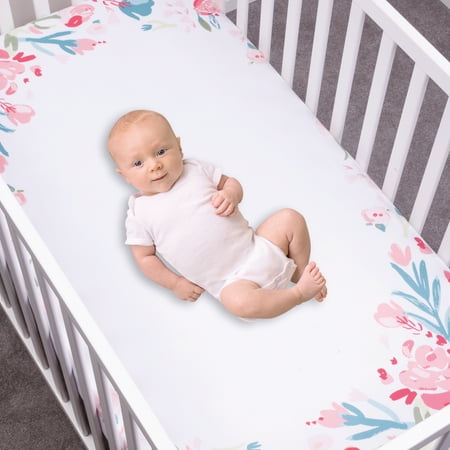 UPC: 0846216058530 | My Tiny Moments Painterly Floral Photo Op Crib Sheet Multi