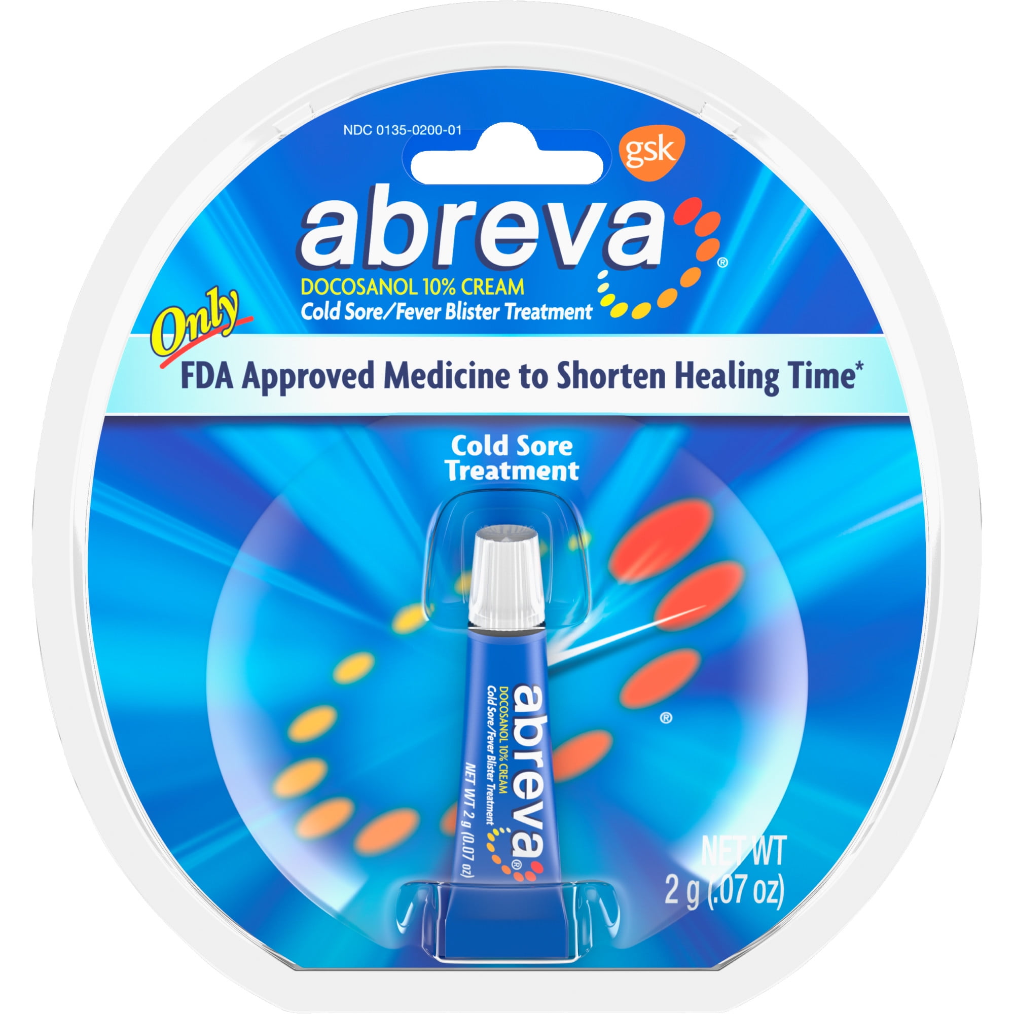 Abreva Docosanol 10% Fever Blister and Cold Sore Treatment, 0.07 Oz