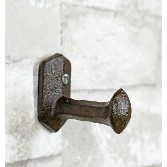 Set of 3 Cast Iron Rustic Western Rugged Railroad Nail Spike Wall Hanger Hooks