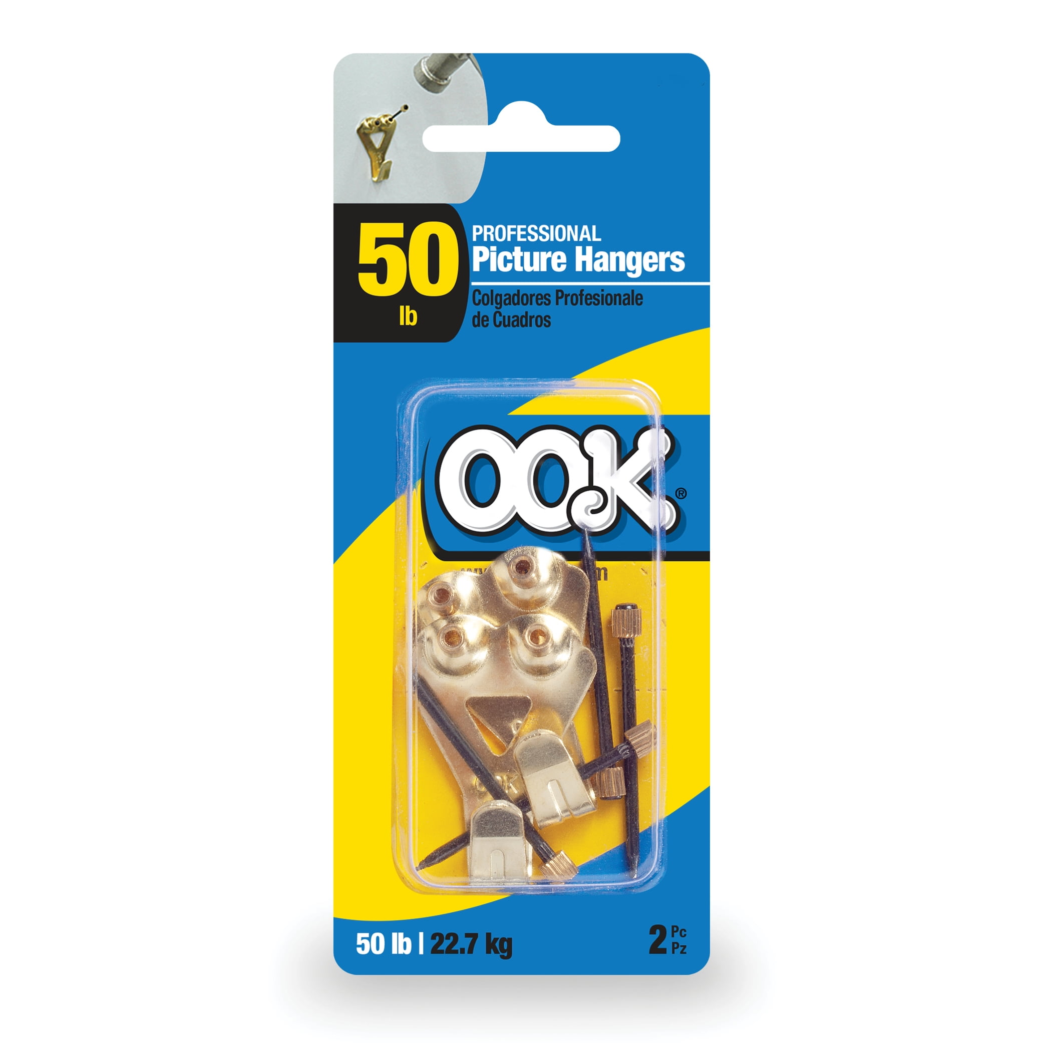 OOK Professional Picture Hangers, Picture Hooks, Steel, 50lbs, 2 Pieces