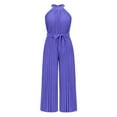 thumbnail image 4 of Daolelai Women's Solid Color Halter Sleeveless Pleated Jumpsuit, 4 of 7