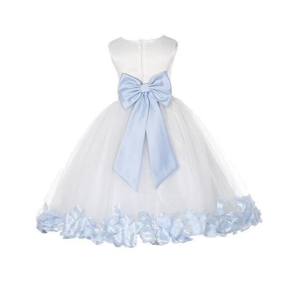 Ekidsbridal Satin Ivory Ice Blue Tulle Rose Petal Flower Girl Dress Christmas Party Bridesmaid Holiday Wedding Pageant Birthday 302T M