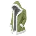 thumbnail image 5 of Unisex Casual Plush Collar Hooded Jacket - Fashionable Long Sleeve Solid Color Outerwear (Army Green, L), 5 of 5