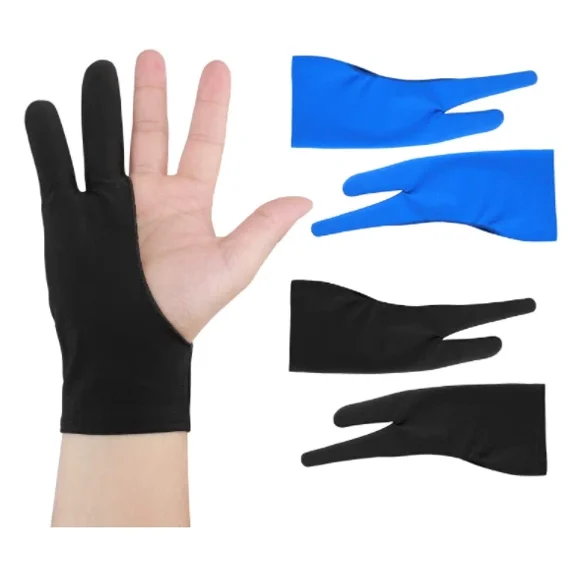 Artist Drawing Tablet Gloves Two Finger Graphic Painting Glove 4 Pack Black Blue