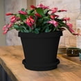 thumbnail image 5 of Bloem 16-in Terra Round Resin Planter - Black (Saucer Not Included), 5 of 7