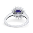 thumbnail image 3 of Halo Starburst Flower Wedding Ring Simulated Blue Sapphire CZ 925 Sterling Silver Size 5, 3 of 5