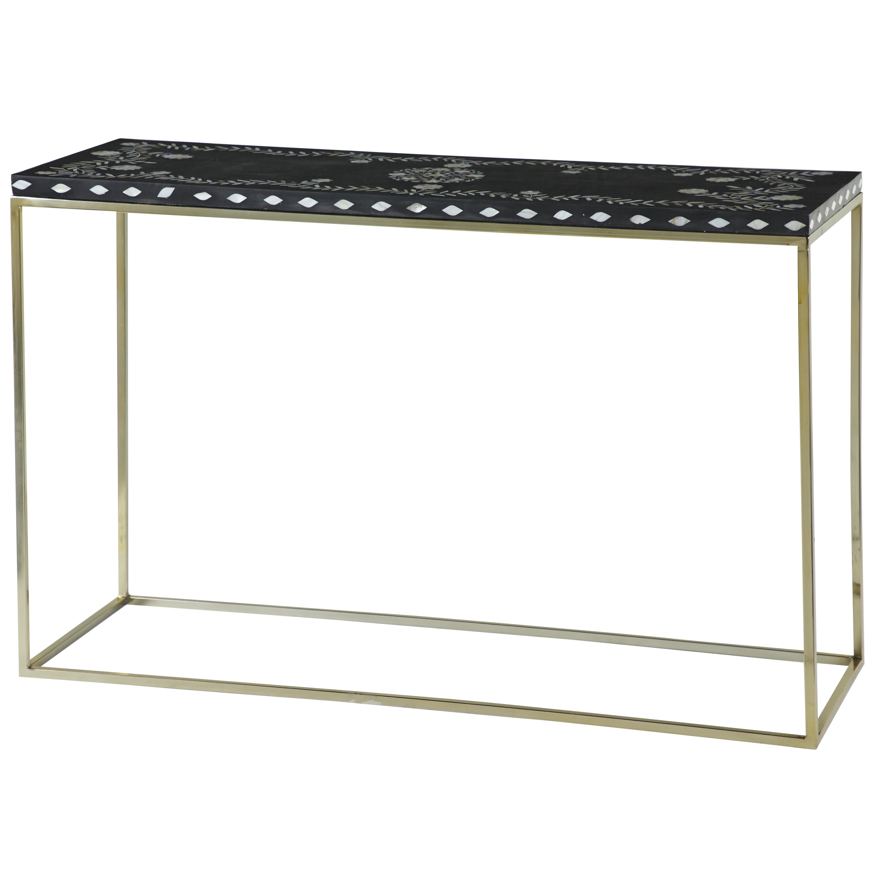 DecMode 30" x 46" Gold Wood Eclectic Console Table