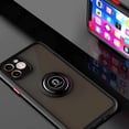 thumbnail image 2 of For iPhone 11 Transparent Slim Matte Colored Frame Shockproof Hybrid Ring Stand Magnet Car Mount Case Cover Black, 2 of 8