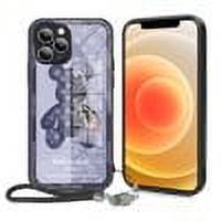 FIEWESEY for iPhone 15 Case,Luxury Cool Bear Shockproof Glass Case Cover With Hand Strap for iPhone 15 (Blue with Strap)