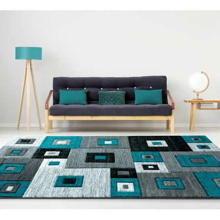 Woven Rug Runner United Weavers Drachma Benson Modern Turquoise Woven Olefin/Polypropylene Area Rug or Runner ()