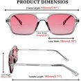 thumbnail image 5 of FEISEDY Vintage Square 70s Flat Aviator Sunglasses Women Men Metal Design Shades B2752, 5 of 13