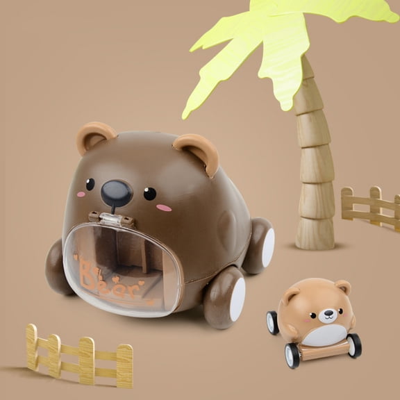 Cute Catapult Car One-Button Press Toy Cute Inertia Toy,Animal Gift Educational Children's Toy for Boy Girl 1-3 Years Old Bear