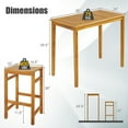 thumbnail image 4 of Costway 7 PCS Acacia Wood Bar Table Set 45" Rectangular Dining Table & 6 Saddle Stools, 4 of 10