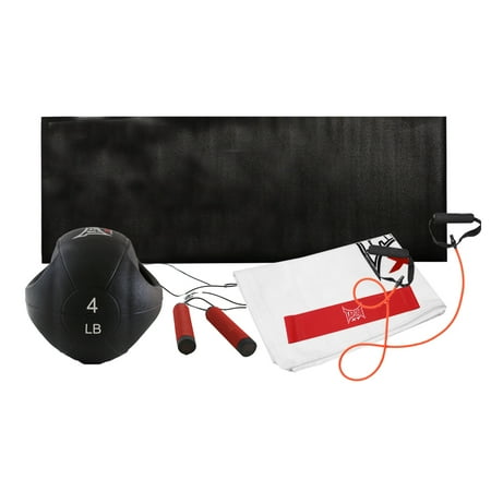Tapout XT Workout Kit - Resistance Bands, Medicine Ball, Heavy Duty Plyo Mat, Jump-rope, and Towel