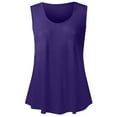 thumbnail image 5 of QUINDOS Summer Shirts for Women Sports Purple Fashion Solid Vest Round-Neck Loose Sleeveless T-shirt Pullover Tops Tank Tops for Women, 5 of 6