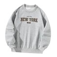 thumbnail image 3 of Sudadera con cuello redondo para mujer, hombros caídos, ropa de moda para mujer, gris, informal, holgado L, 3 of 8