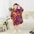 thumbnail image 6 of Dailycode Wearable Blanket Hoodie Oversized Sherpa Flannel Blankets with Pocket for 3-14 Year Old Vibrant Leopard Print, 6 of 7
