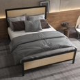 thumbnail image 1 of Eastvita Bed Frame with Natural Rattan Headboard/Footboard/Metal Platform Frame with Underbed Storage/No Box Spring Needed/Strong Wood Slat Support/Rattan Wood Accent, 1 of 7
