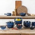 thumbnail image 3 of Vicrays Ceramic Cereal Bowls Set - Porcelain 26 Ounce Soup Salad Bowls Set - Rice Dessert Cream Bowls Set - Chip Resistant Dishwasher Microwave Safe - Set of 6 (Blue), 3 of 6